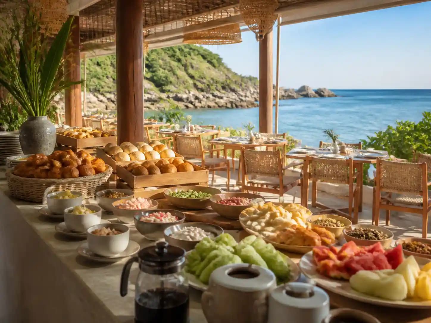 Buffet sáng với món Việt và trái cây nhiệt đới tại Ninhvana